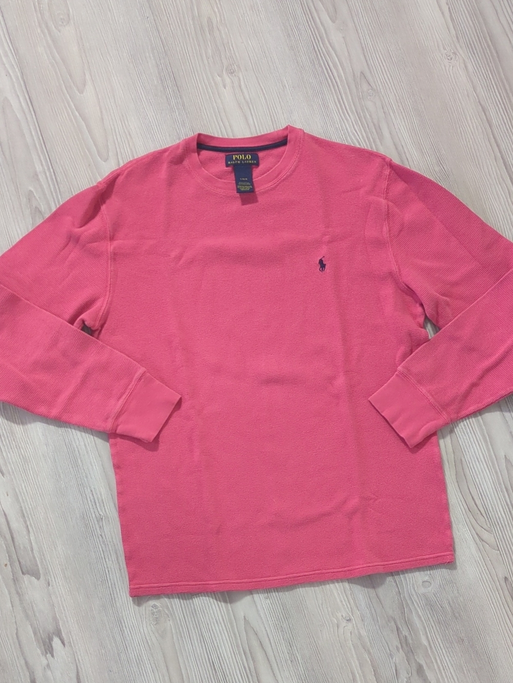 Polo Ralph Lauren Pink Waffle Knit Thermal Shirt 100% Cotton Mens Large